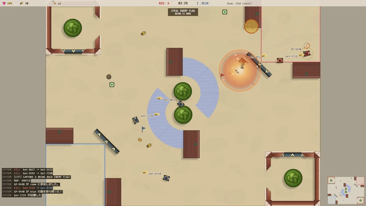 TankTaktix battle screen — live CTF match